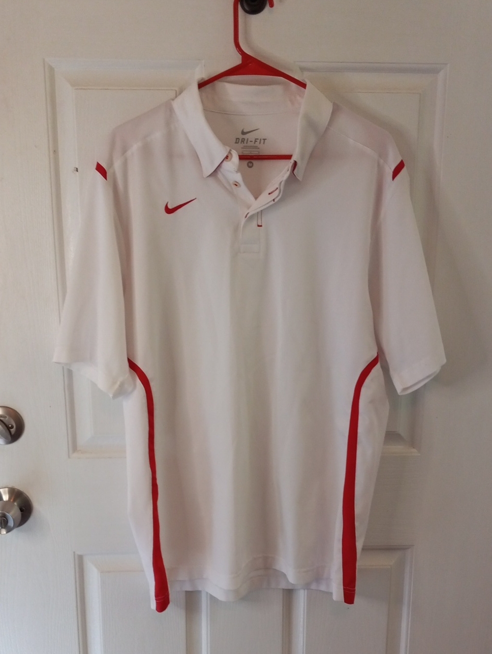 Nike Dri-fit Golf Shirt white and red  Men's size M